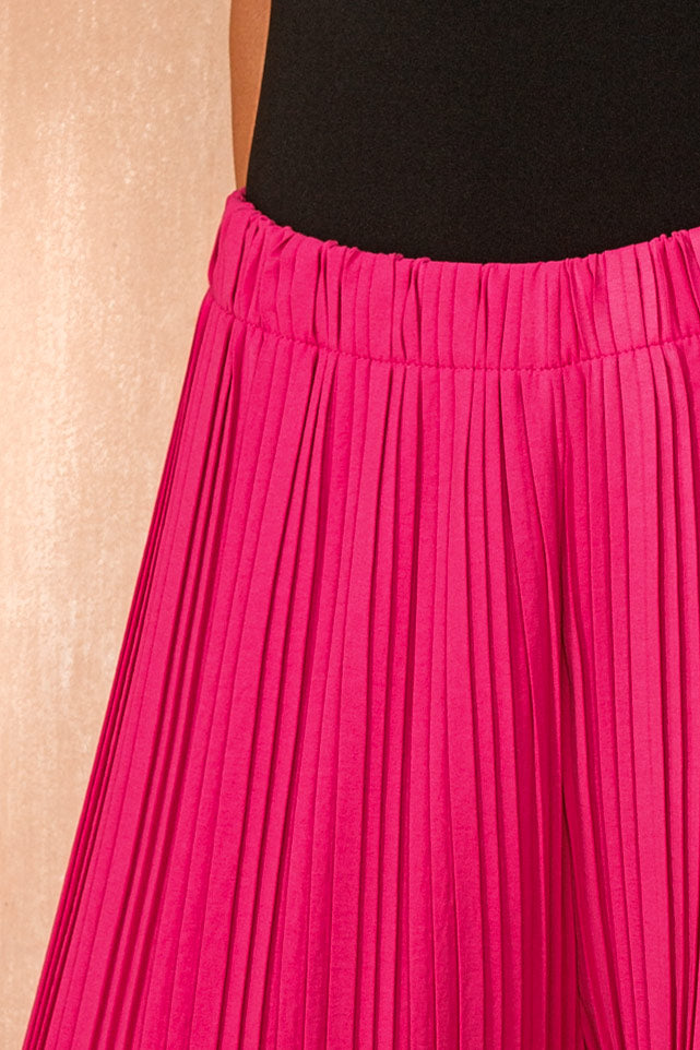 Irma Fuchsia Pleated Wide Leg Trousers