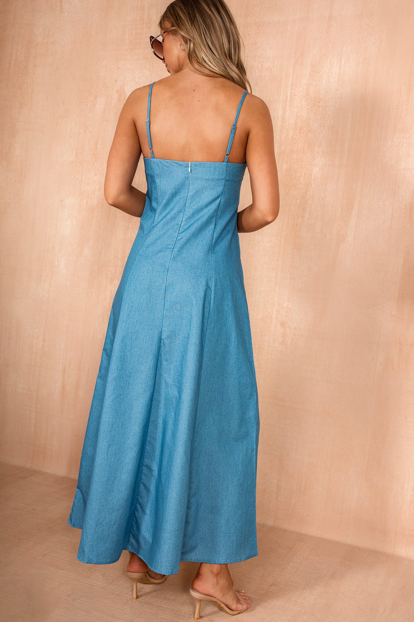 Jackie Blue Chambray Midi Dress