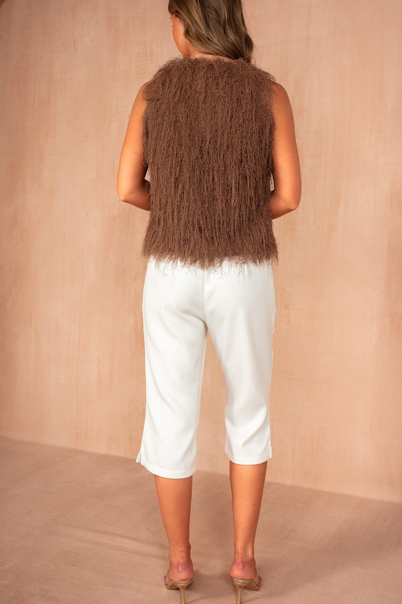 Jessie Chocolate Sleeveless Fluffy Top