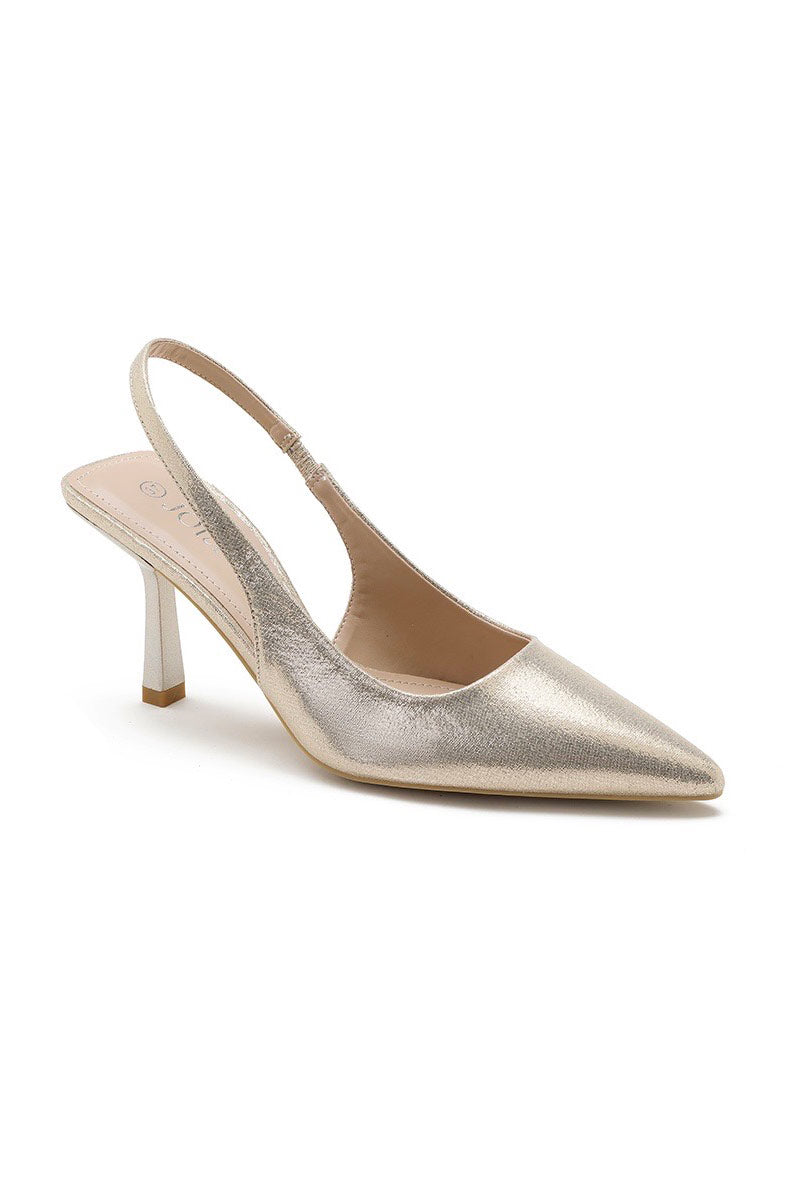 Jillian Gold PU Slingback Heels