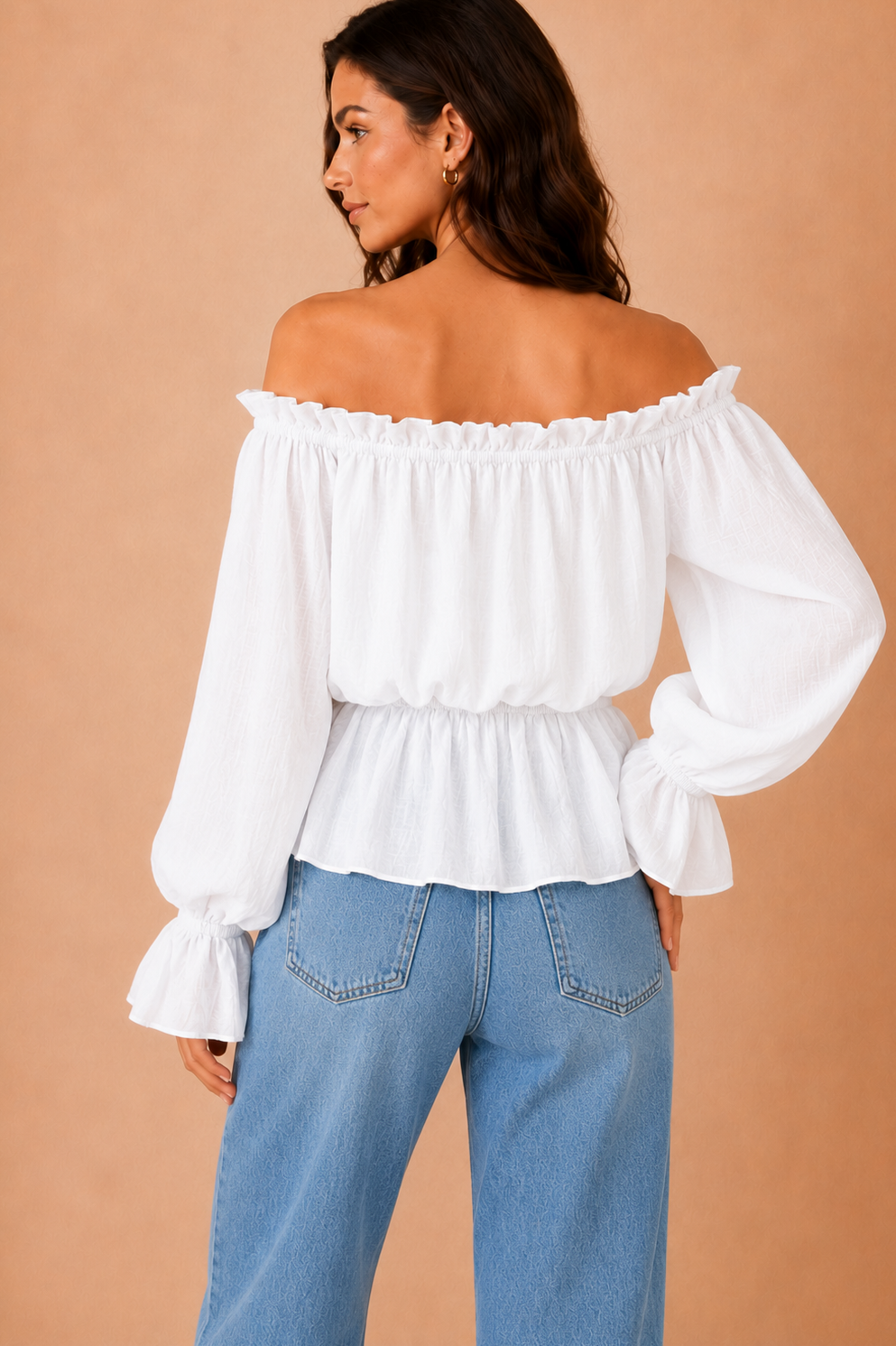 Jocelyn White Bardot Frill Top