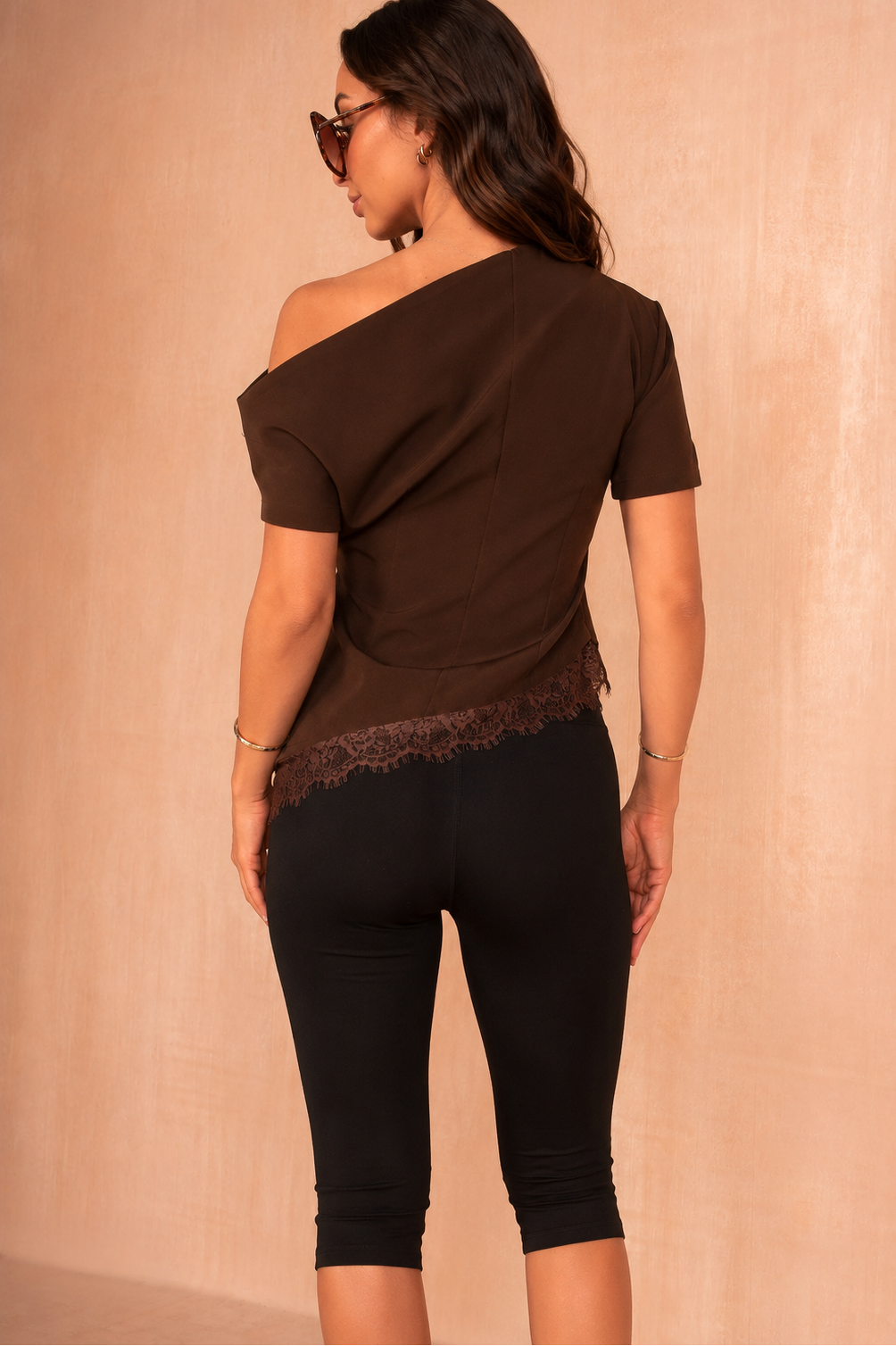Jolie Chocolate One Shoulder Top
