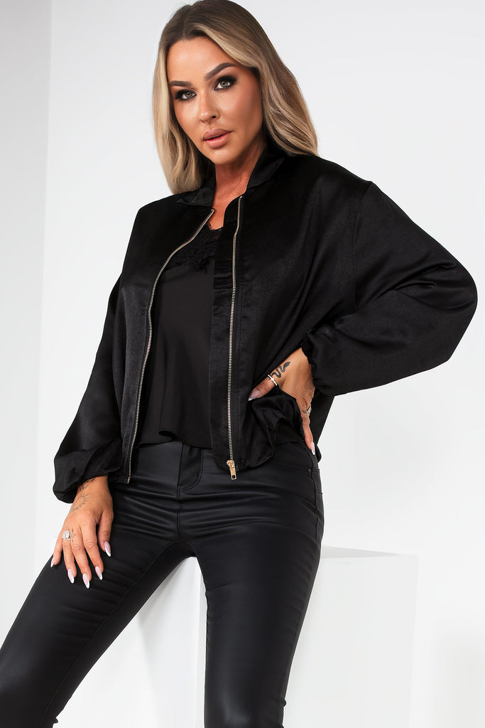 Judith Black Sateen Bomber Jacket