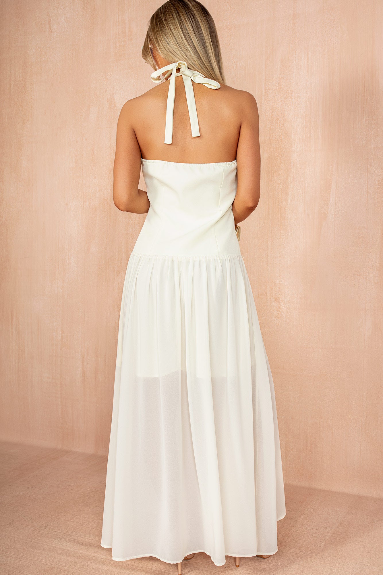 Judy Buttercream Halterneck Celestial Maxi Dress