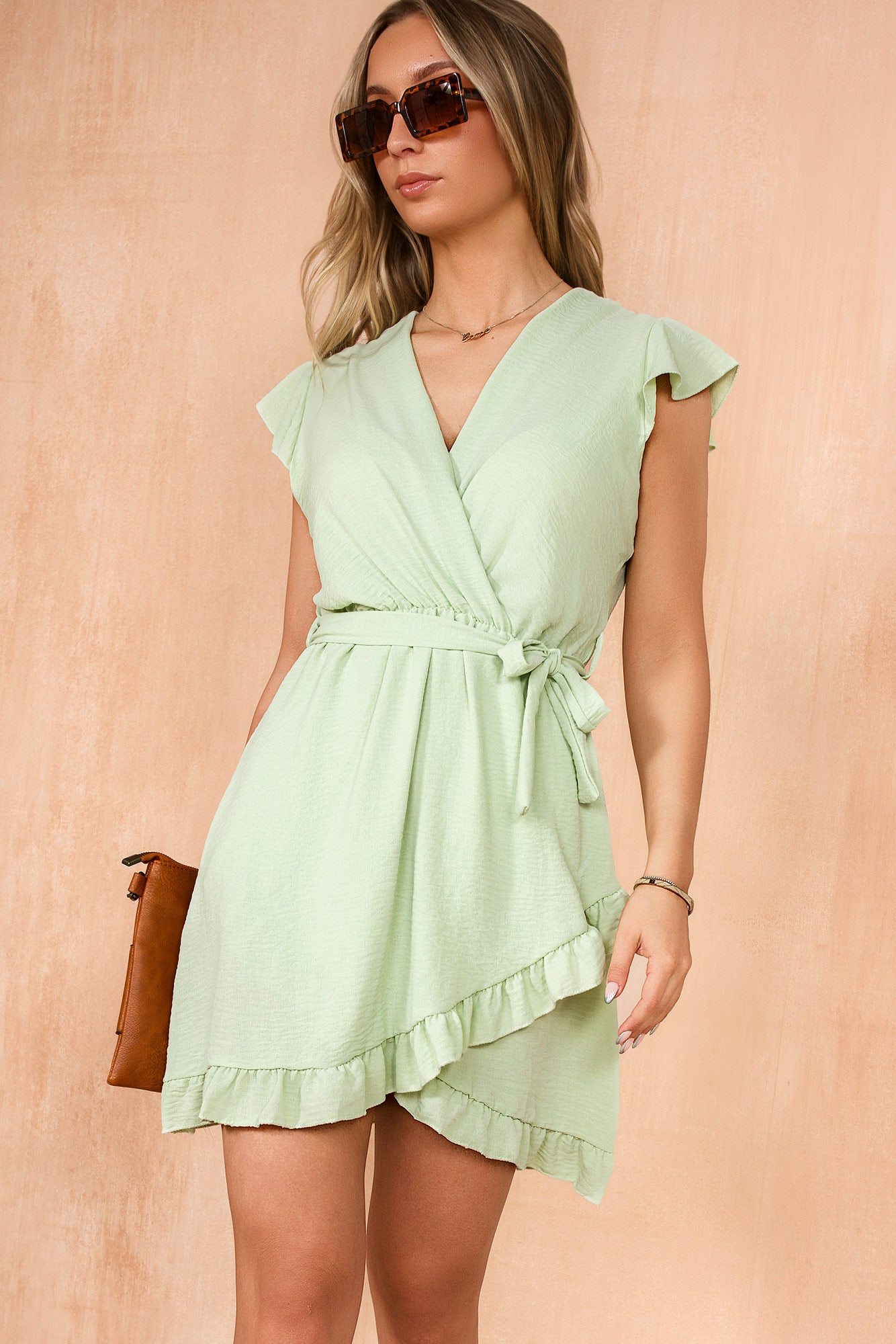Julianna Green Frill Wrap Dress