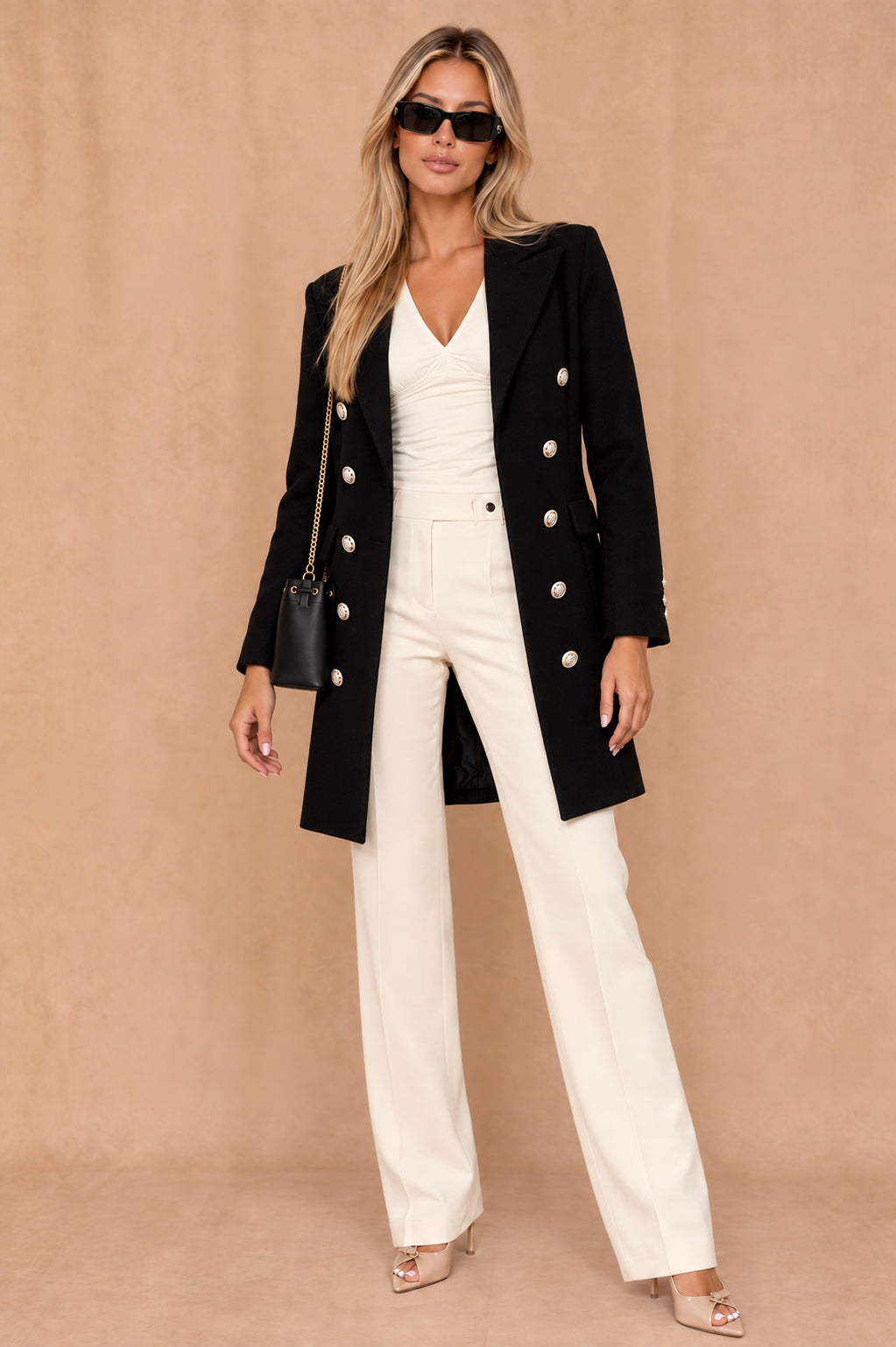 Julissa Black Double Breasted Coat