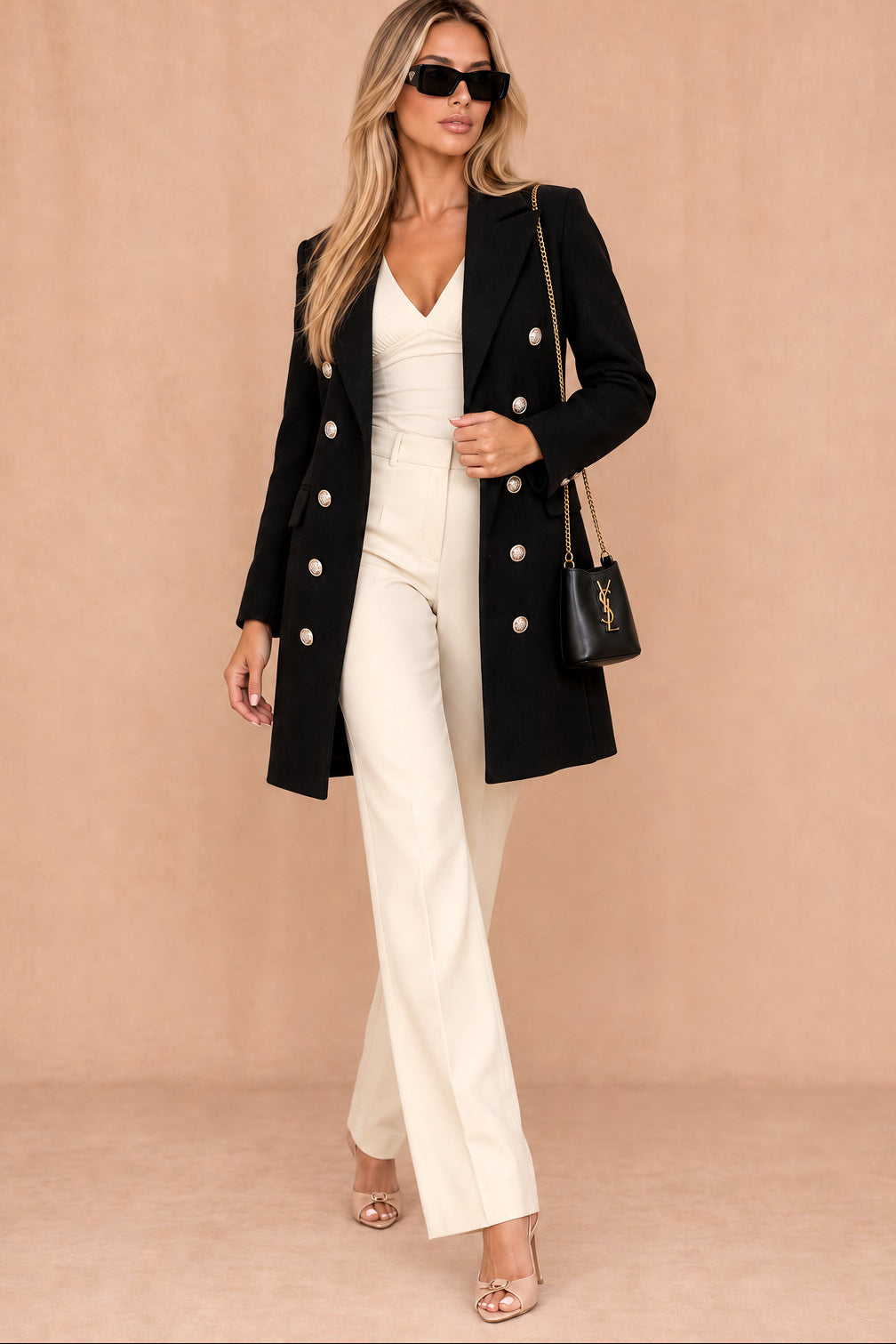 Julissa Black Double Breasted Coat