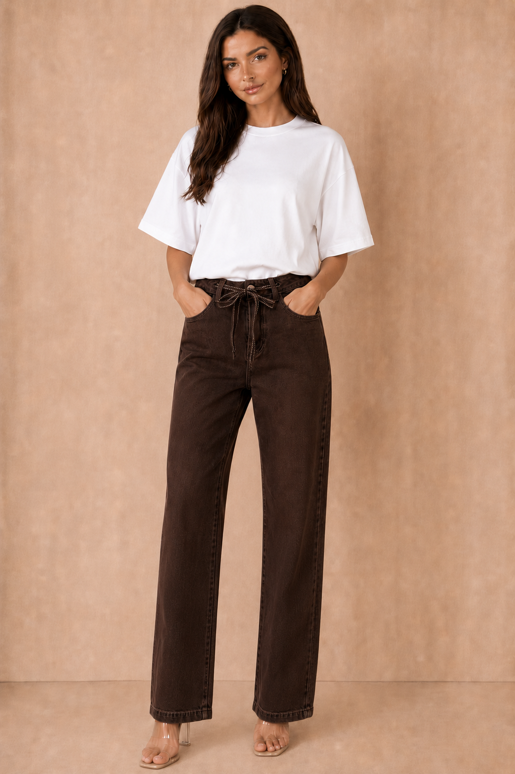 Justine Chocolate Straight Leg Jeans