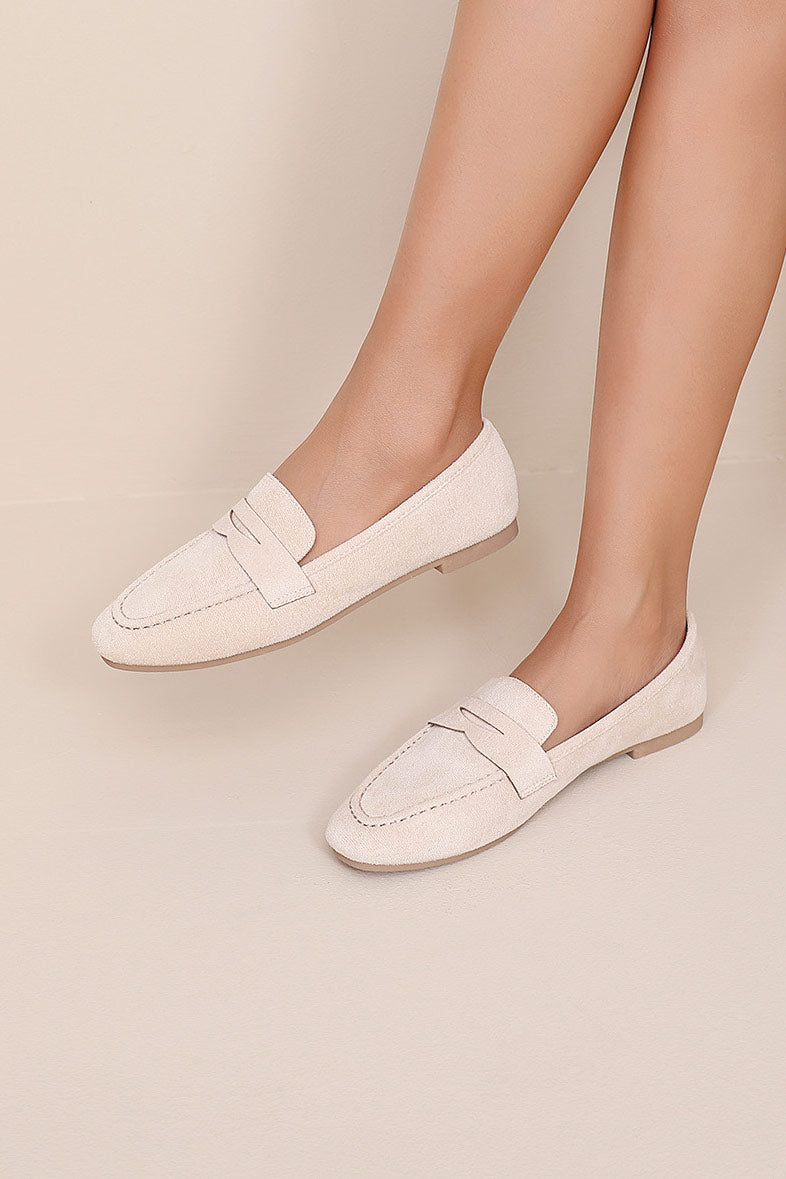 Kallie Cream Suedette Loafers