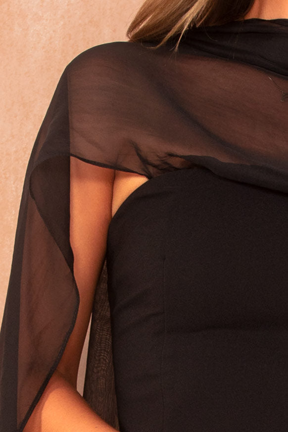 Kameron Black Strapless Scarf Detail Top