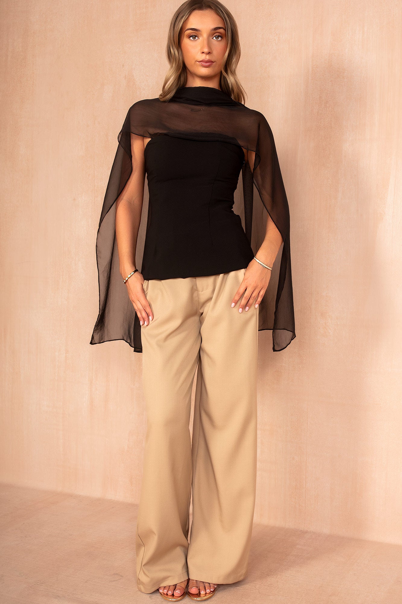 Kameron Black Strapless Scarf Detail Top