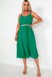 Keeley Green Chiffon Pleated Dress