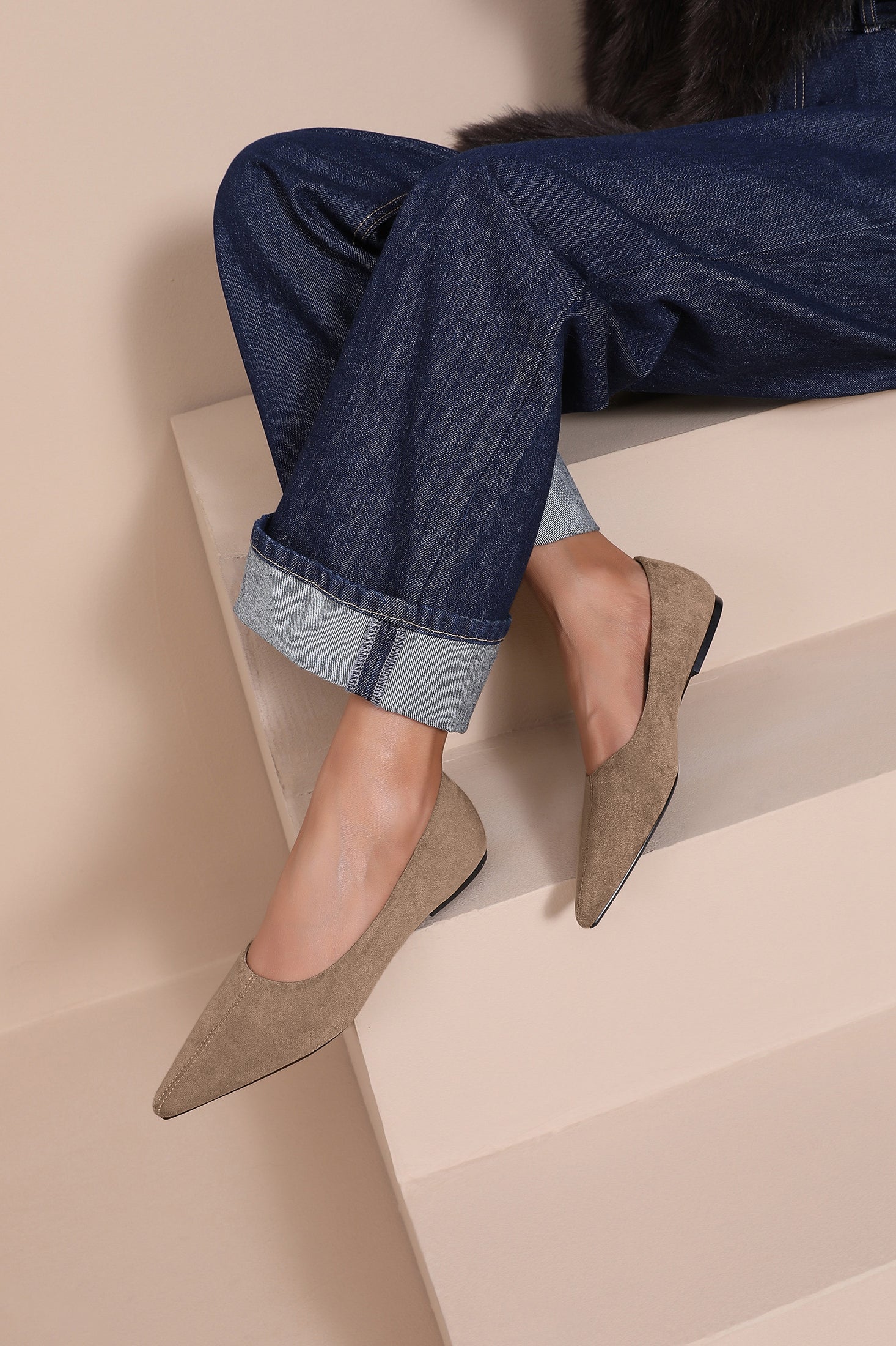 Kimora Taupe Suedette Point Toe Pumps