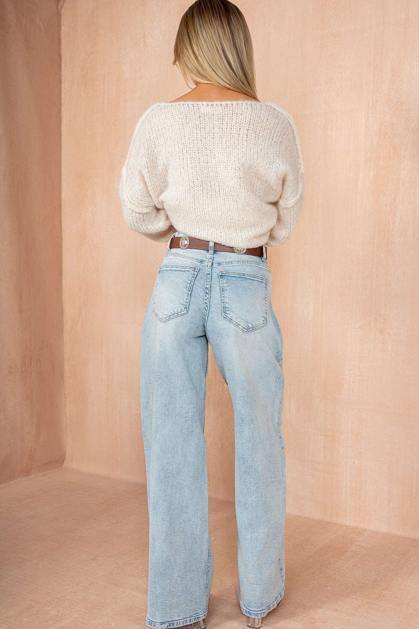 Krista Light Blue Mega Baggy Belted Jeans
