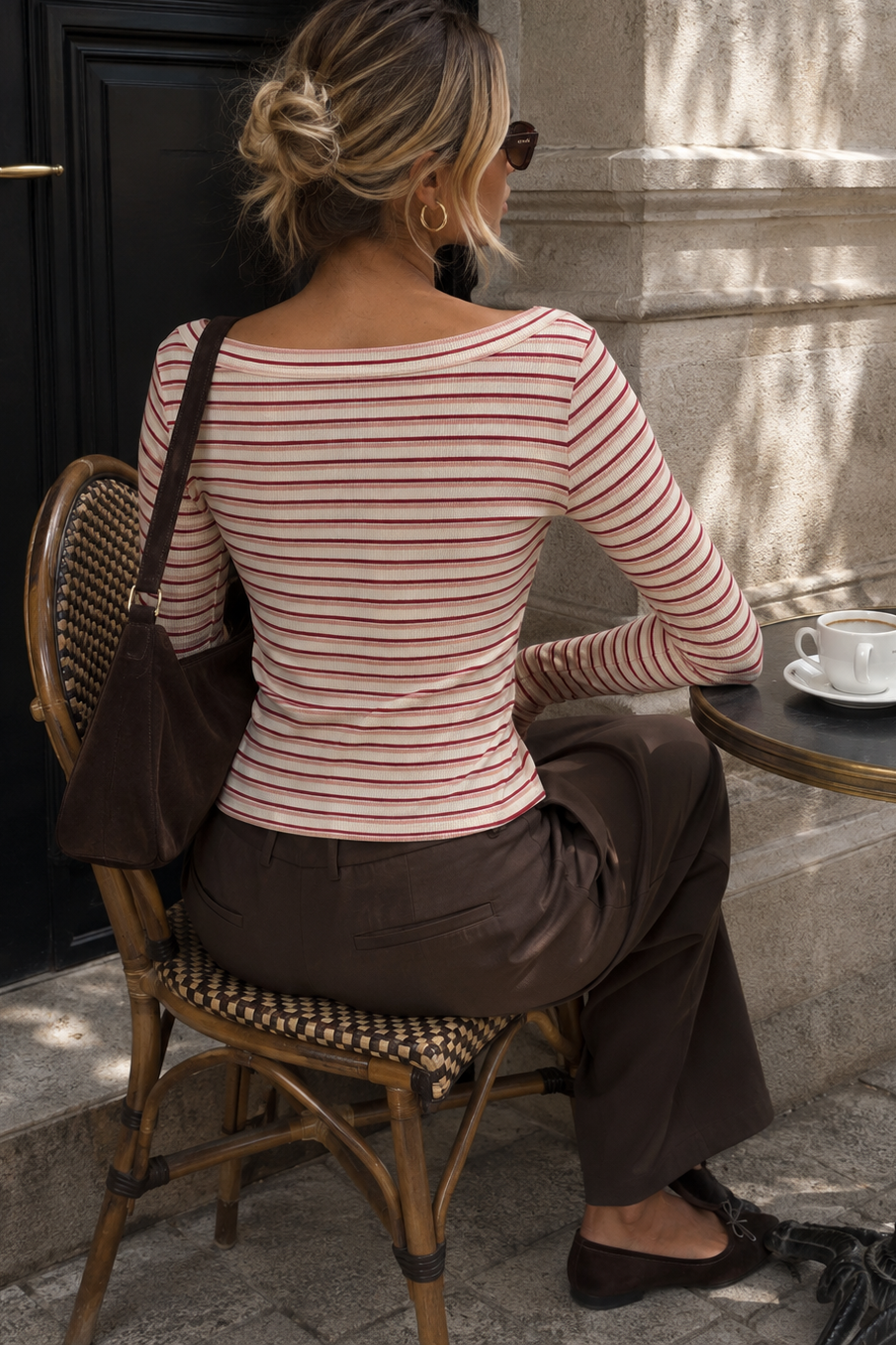 Lakelyn Pink and Cream Ribbed Striped Top