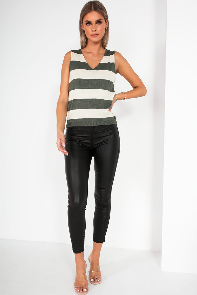 Laurelie Khaki Striped Vest