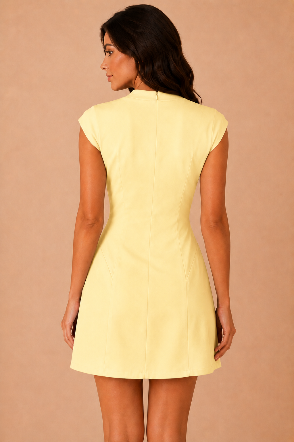 Layton Soft Yellow Structured Mini Dress