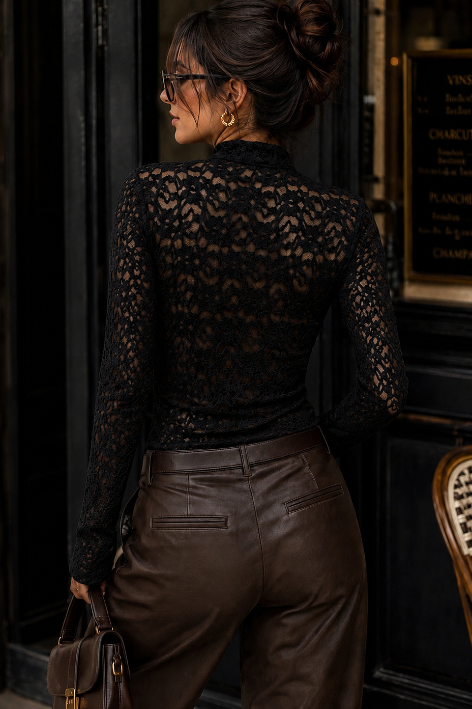 Leighton Black Lace High Neck Top