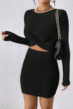 Leona Black Ribbed Skirt Co Ord