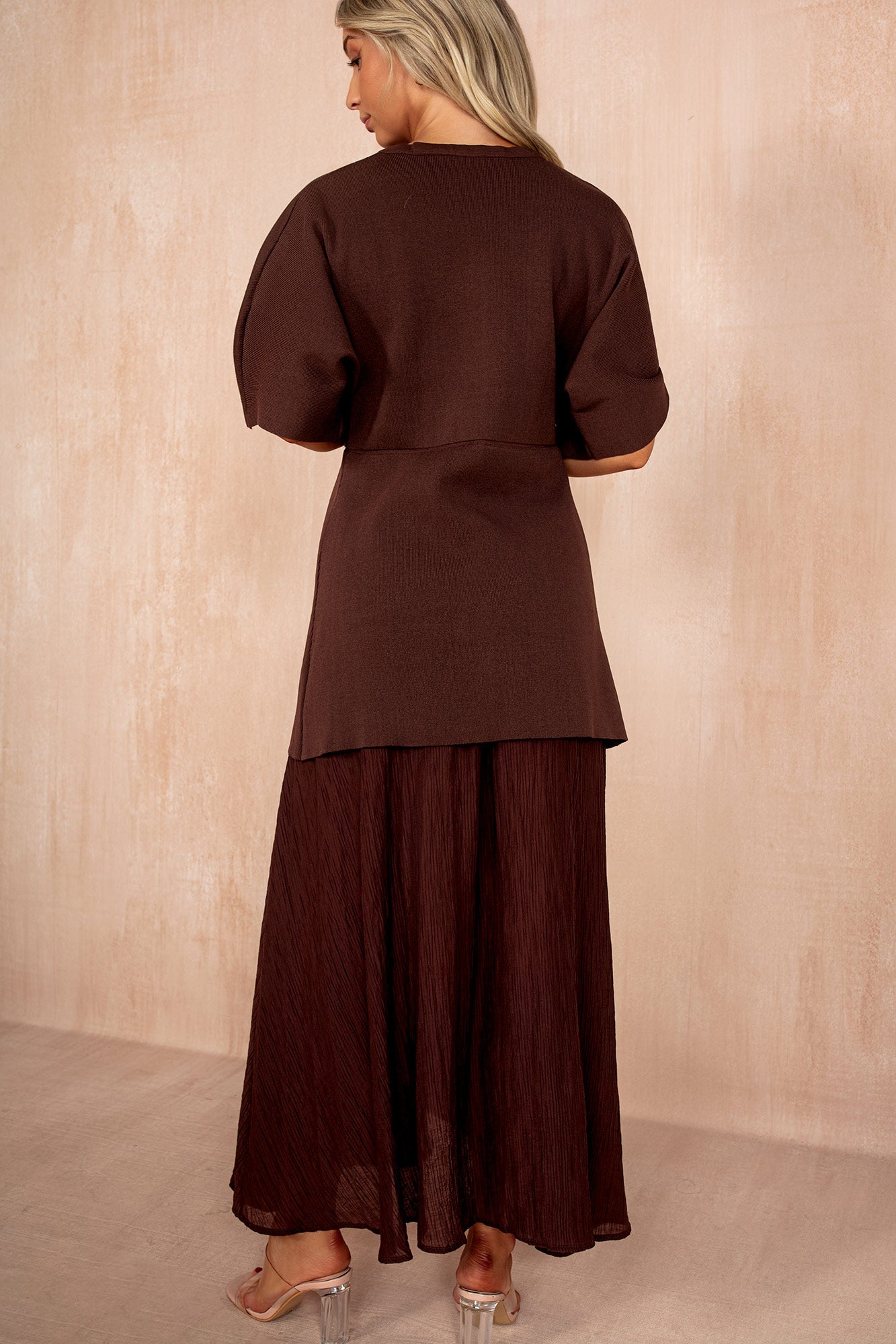 Lesley Chocolate Knit Contrast 2 in 1 Maxi Dress
