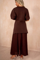 Lesley Chocolate Knit Contrast 2 in 1 Maxi Dress