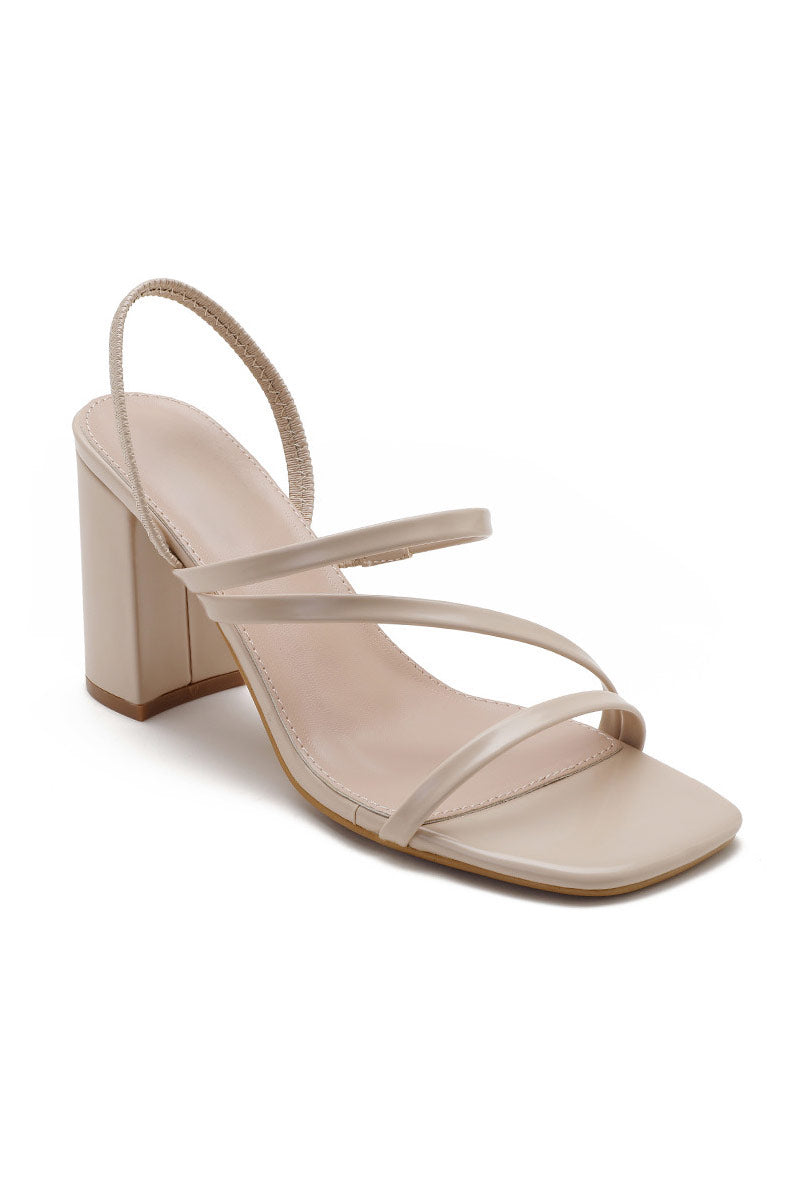 Luna Stone PU Slingback Block Heels