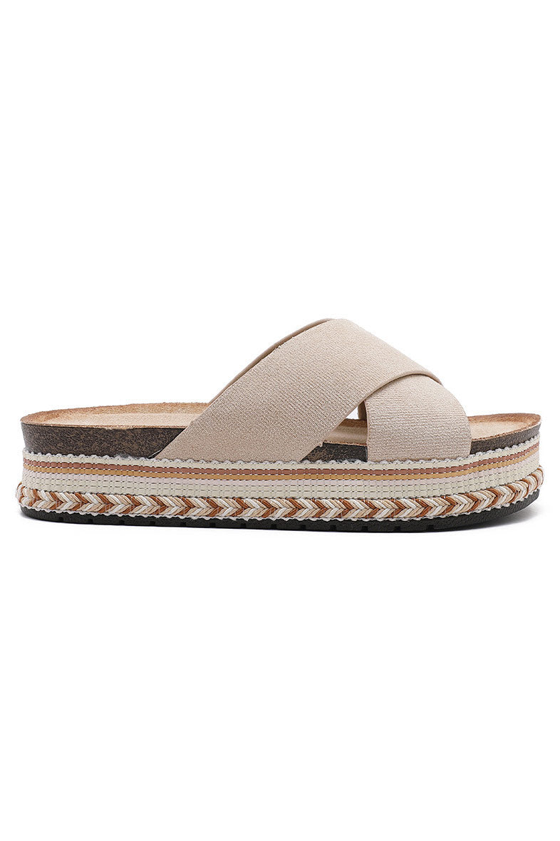 Lilibet Stone Braided Flatform Sliders