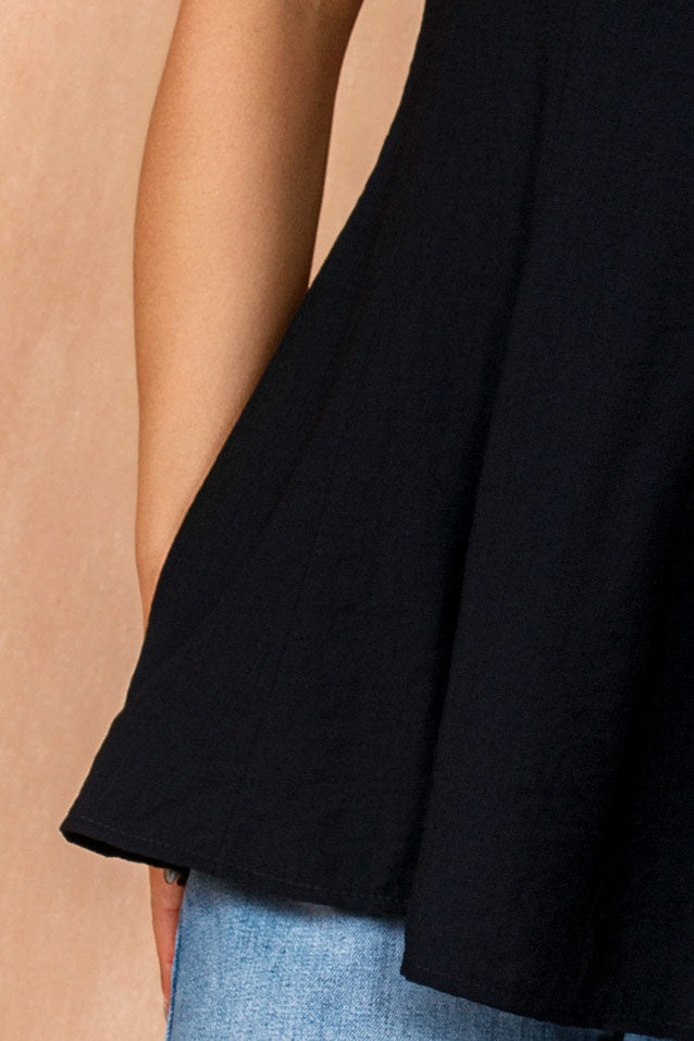 Loretta Navy Sleeveless Peplum Top