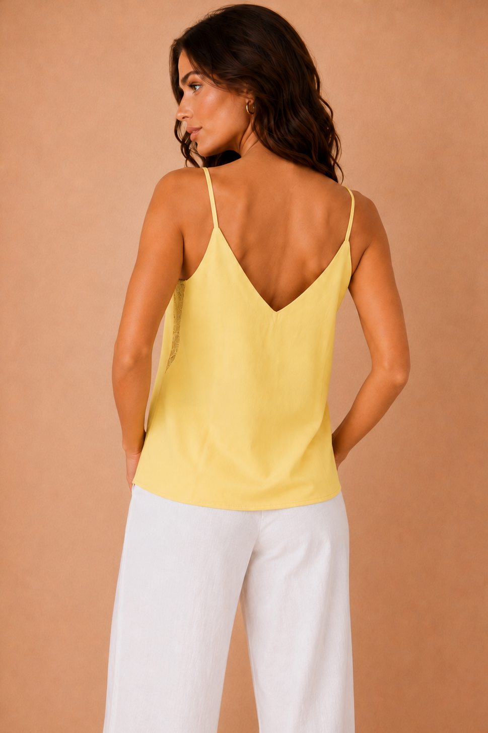 Mabyn Yellow Lace Detail Cami Top