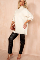 Macey Cream Knit Batwing Top