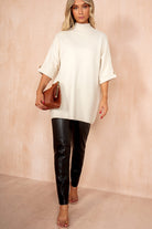 Macey Cream Knit Batwing Top
