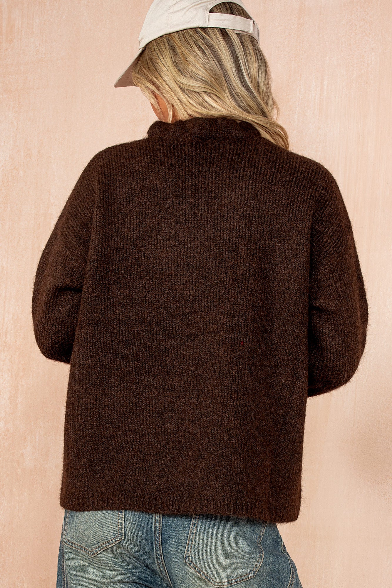 Mahira Brown Knit Frill Cardigan