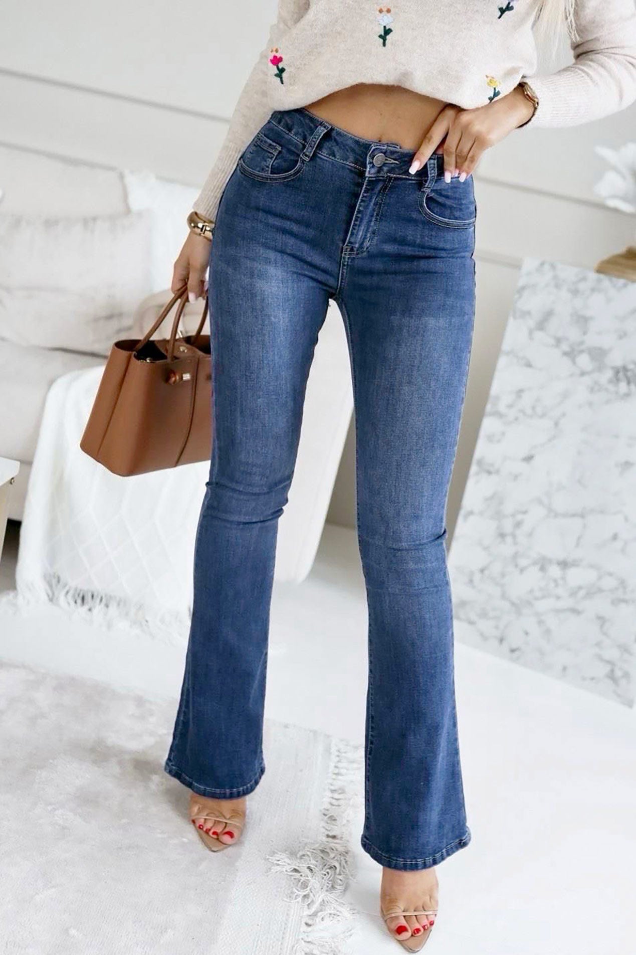 Makayla Blue High Waist Bootcut Jeans