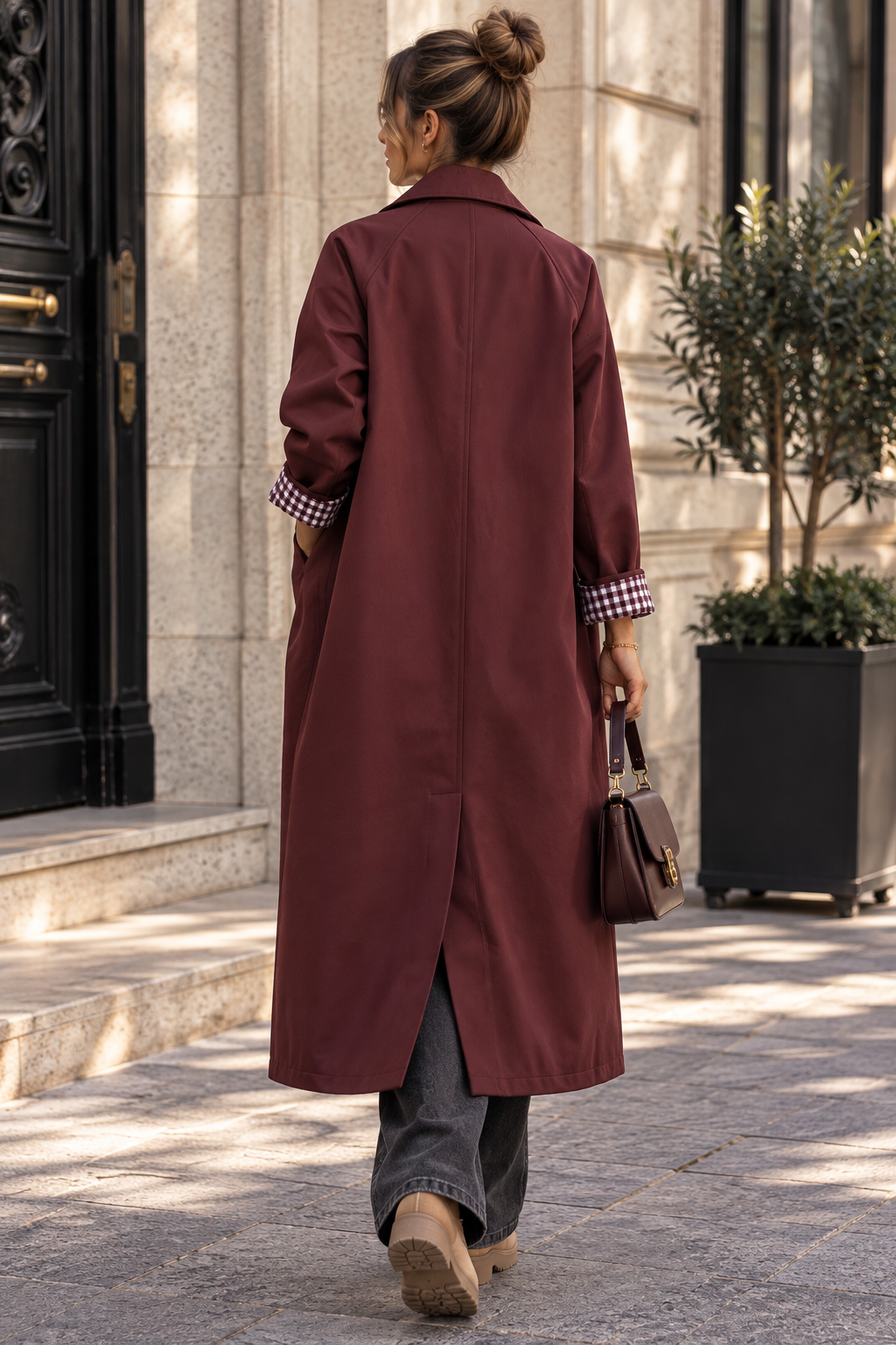 Mariah Burgundy Longline Trench Coat
