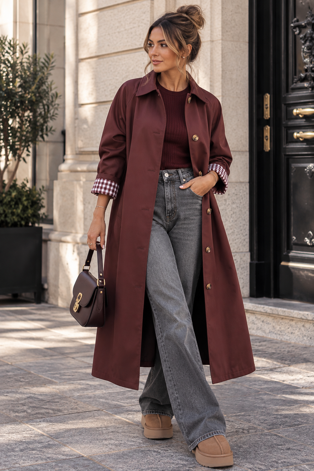 Mariah Burgundy Longline Trench Coat