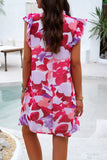 Mariah Red Chiffon Print Dress