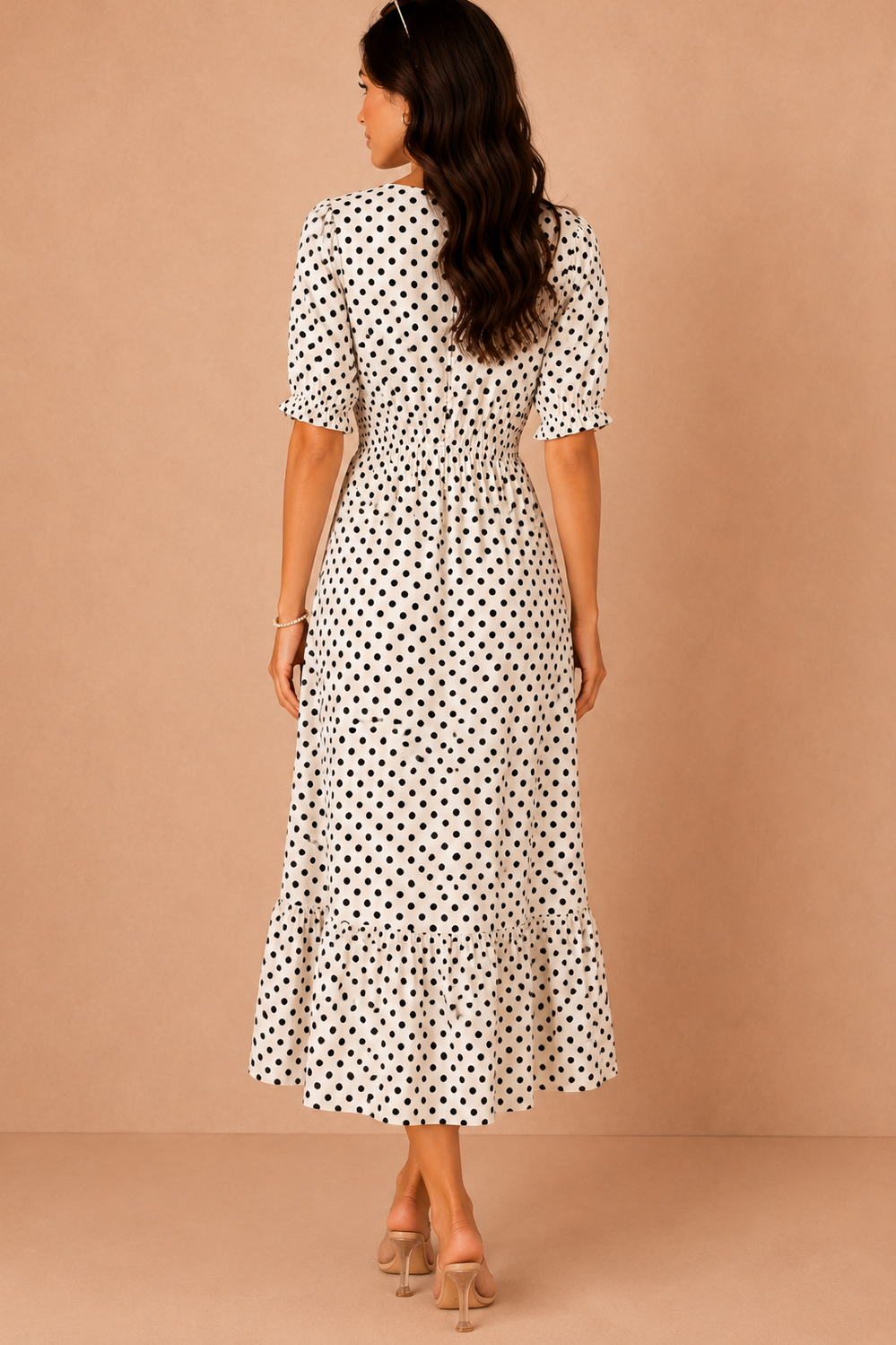 Marlee Cream Polka Dot Midi Dress