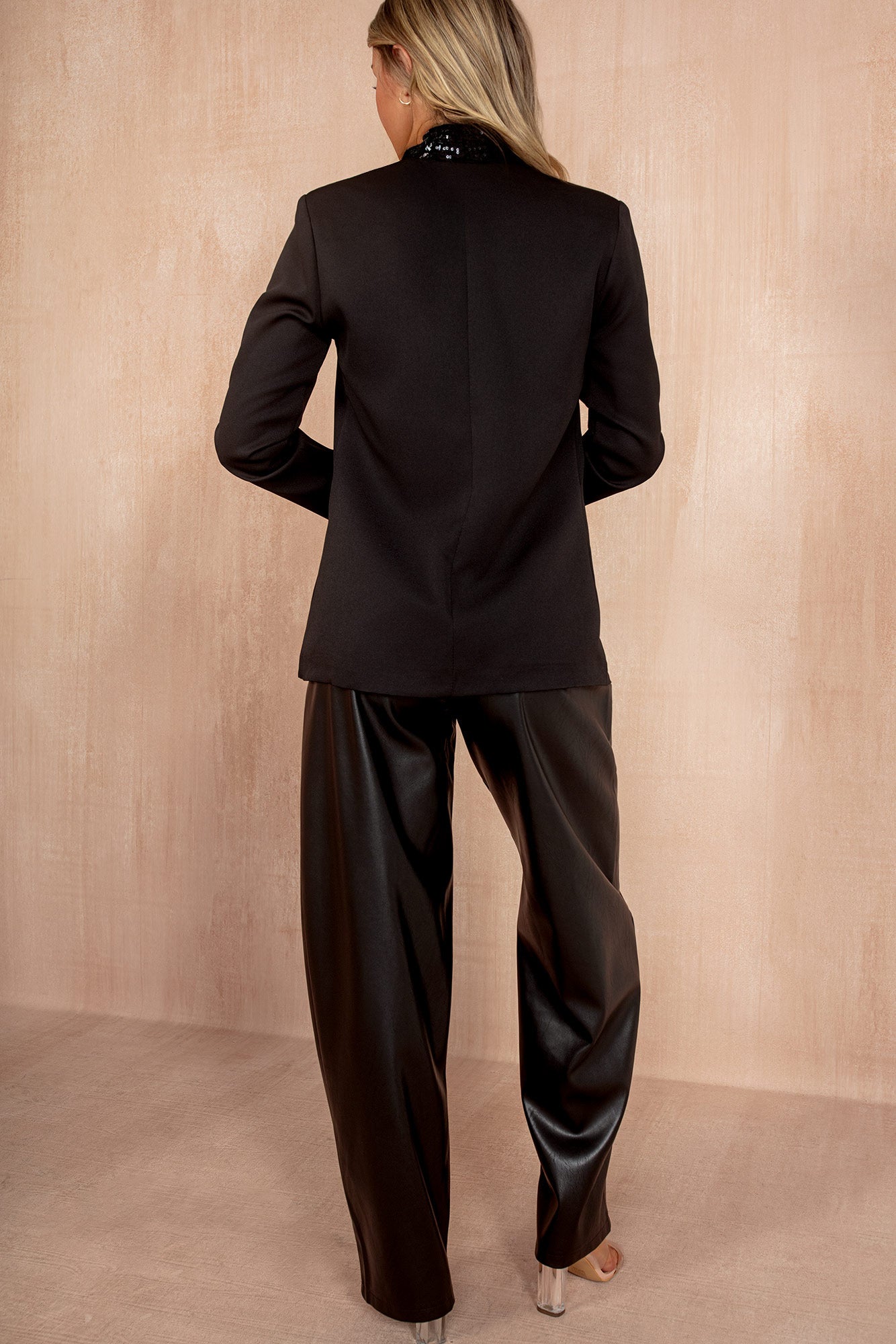 Matilda Black Sequin Lapel Blazer