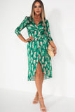 Matilda Green Satin Printed Dress