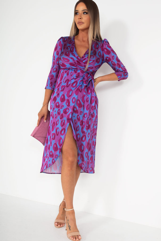 Matilda Purple Satin Printed Dress