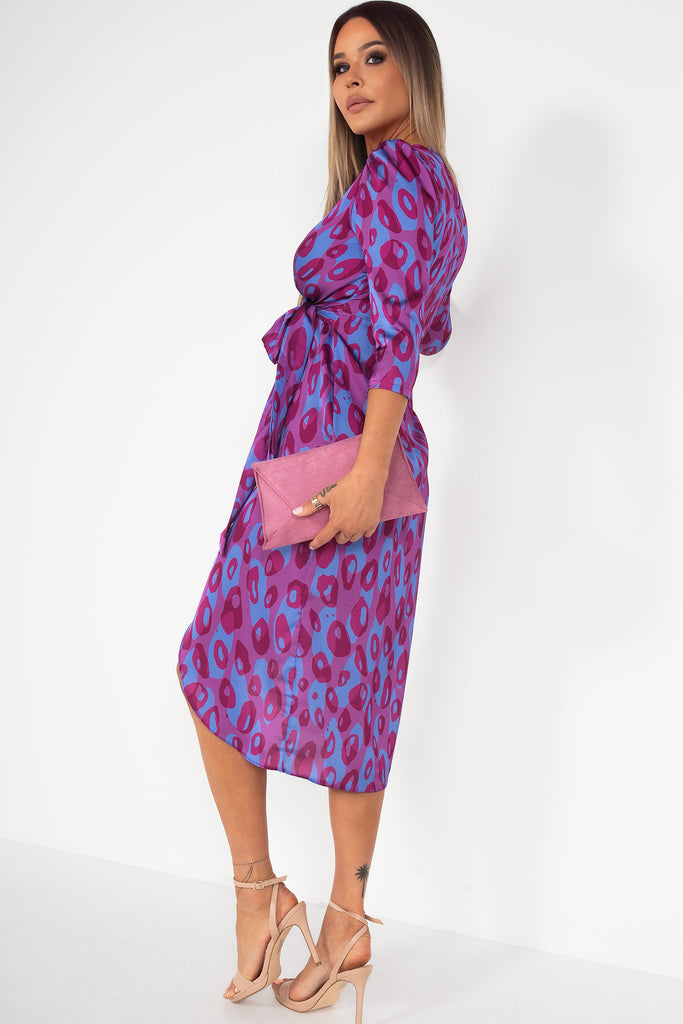 Matilda Purple Satin Printed Dress