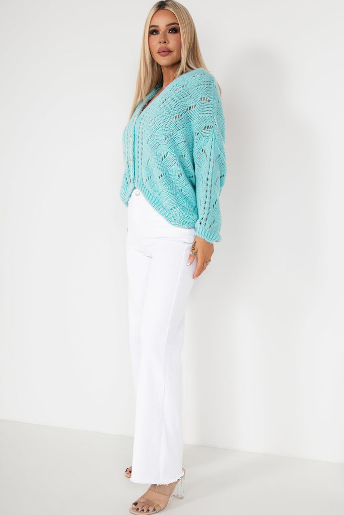 Maybelle Duck Egg Knit Cardigan