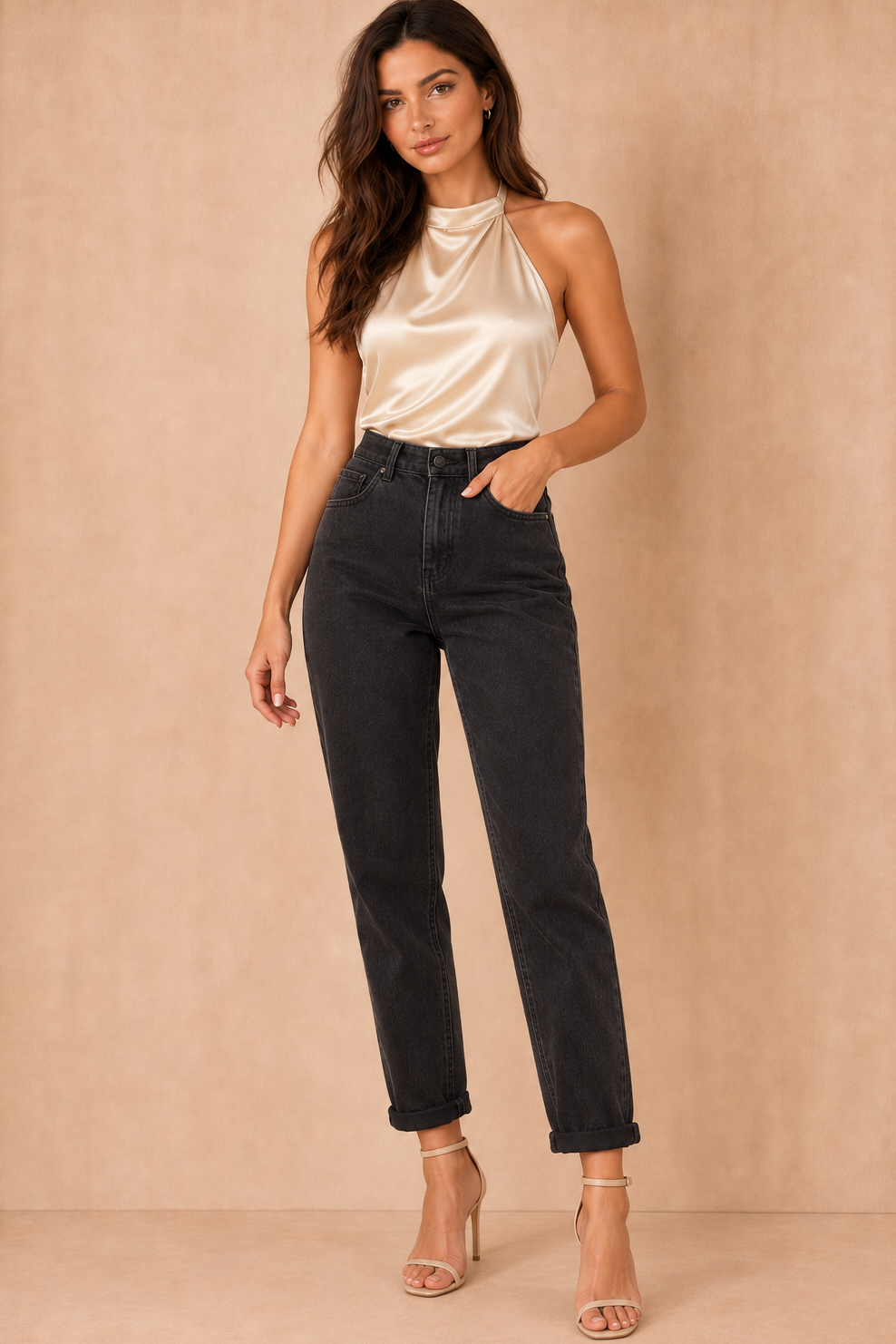 Melanie Black Wash Denim Mom Jeans