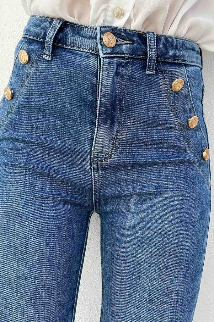 Melody Blue Button Detail Jeans
