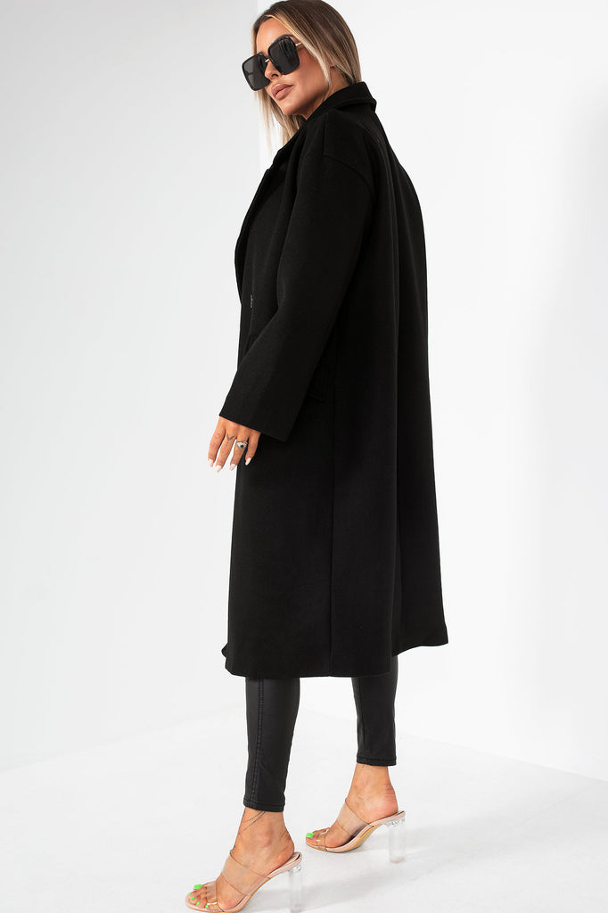 Micaela Black Longline Coat