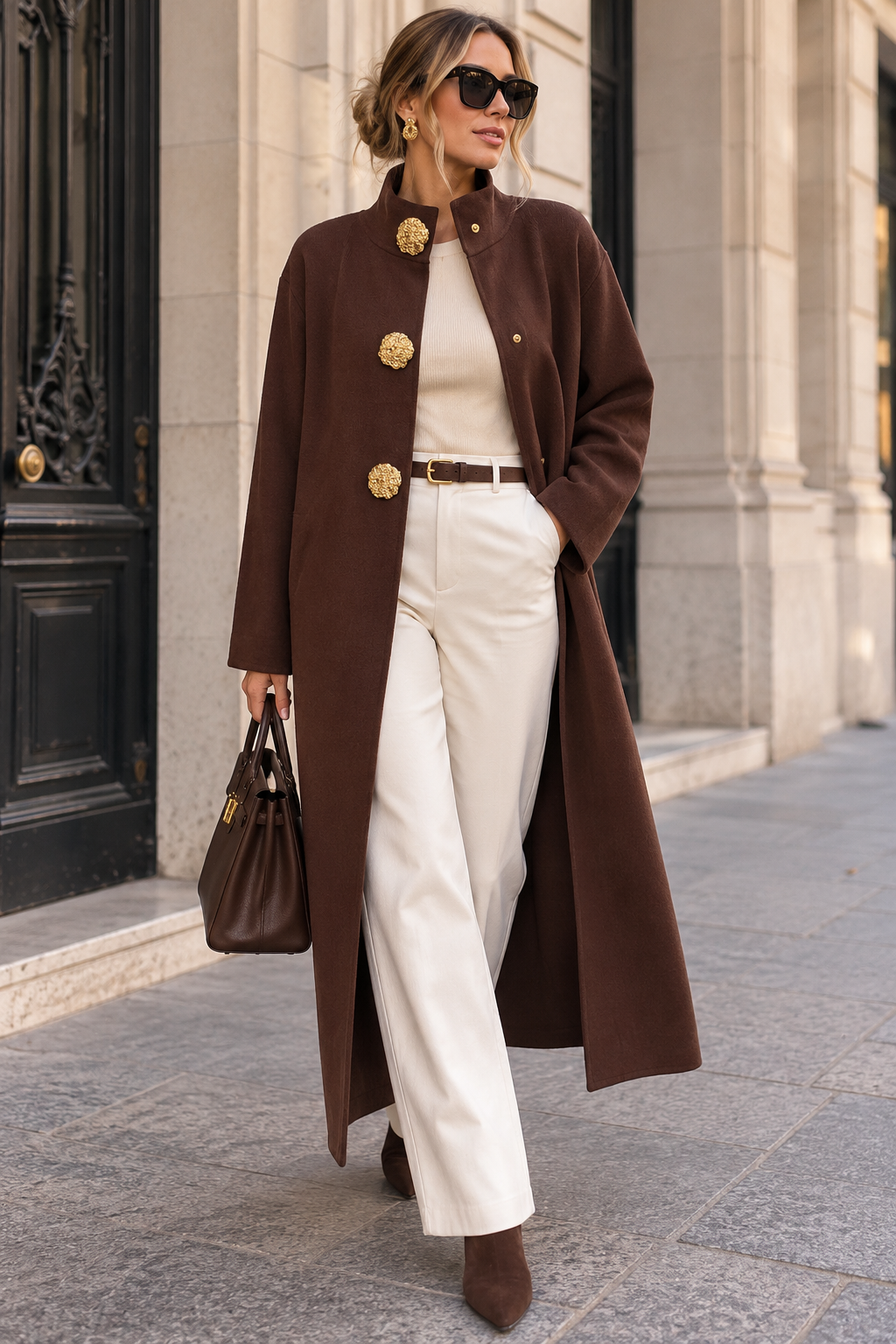 Misha Chocolate Fine Knit Coatigan