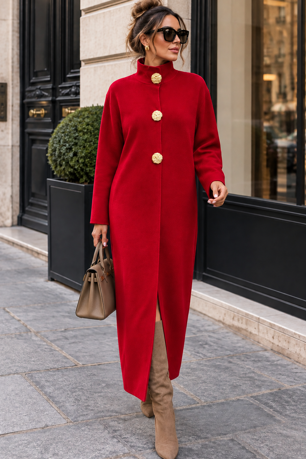 Misha Red Fine Knit Coatigan