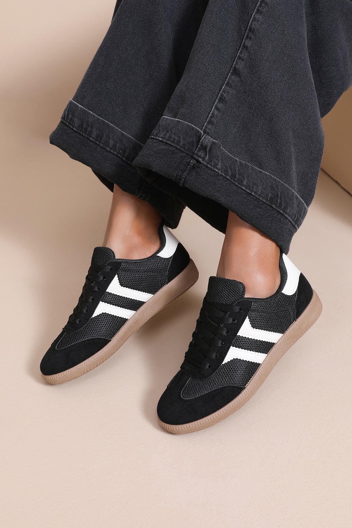 Molly Black Suedette Trainers