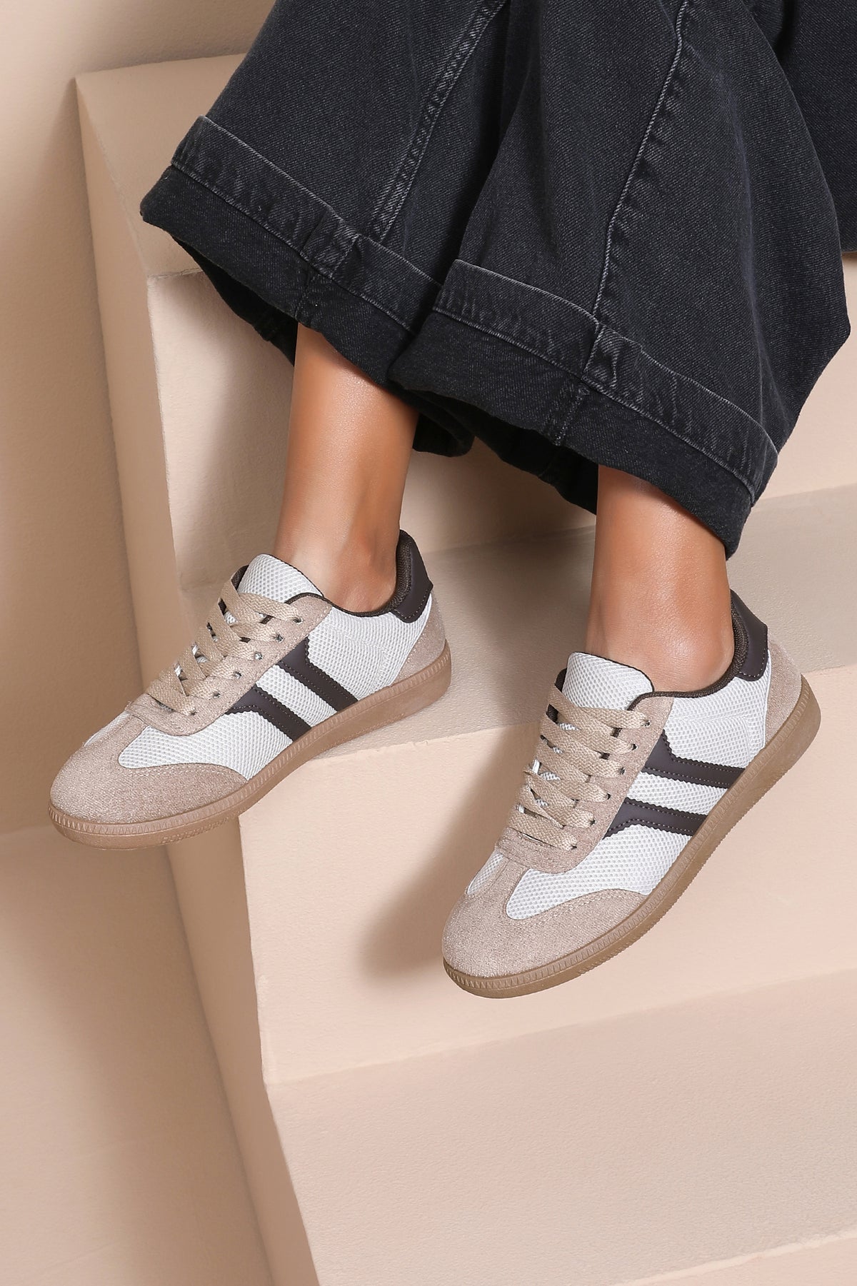 Molly Chocolate Suedette Trainers