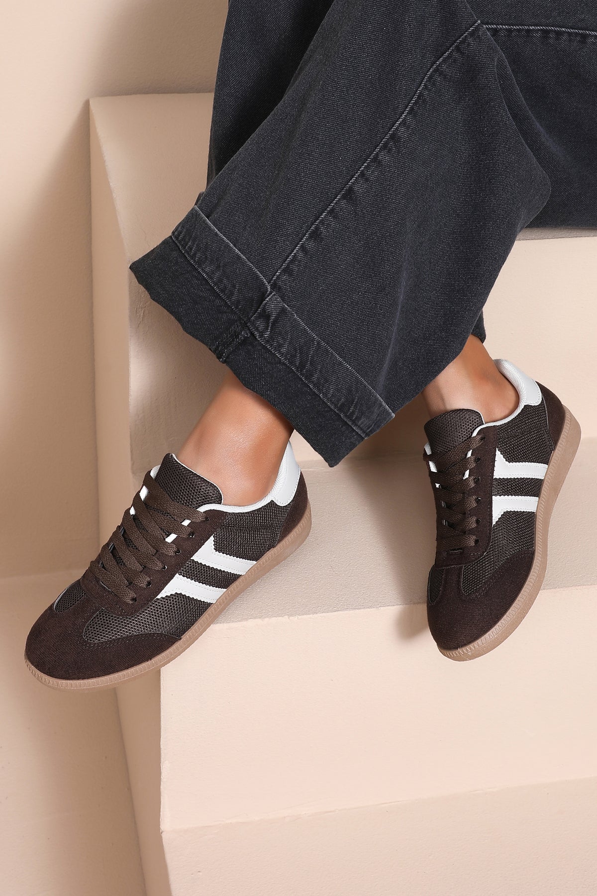 Molly Dark Brown Suedette Trainers